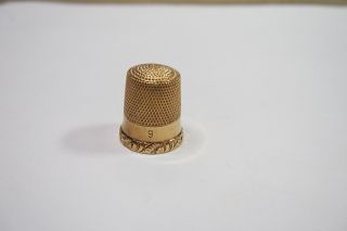 Antique 10 K Yellow Gold Thimble,  Size 9,  2.  9 G,  Makers Mark photo