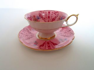 Vintage Royal Bayreuth Germany Us Zone Tea Cup And Saucer Pink And Red Flowers photo
