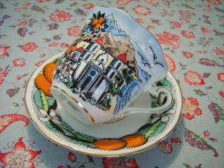 Rare Vintage Taylor & Kent Bone China Tea Cup And Saucer California Mission Exc photo