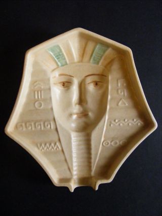 Art Deco Egyptian Girl Ceramic Wall Mask Face Plaque Czechoslovakia C1930 photo