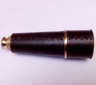 Antique Nautical Brass Polish Finish With Black Leather Sheathed 19  Telescope photo