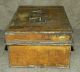 Antique Old Metal Strong Box Money Box With Metal Interior Insert No Key Safes & Still Banks photo 1