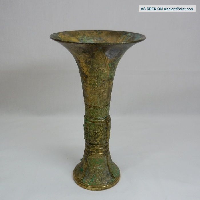 K080: Chinese Tasty Copper Ware Flower Vase Of Sonshiki Style Vases photo