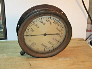 Antique Ashcroft Ny 5000 Lb Brass Iron Pressure Gauge Large 9 - 1/2 Inch Steampunk photo