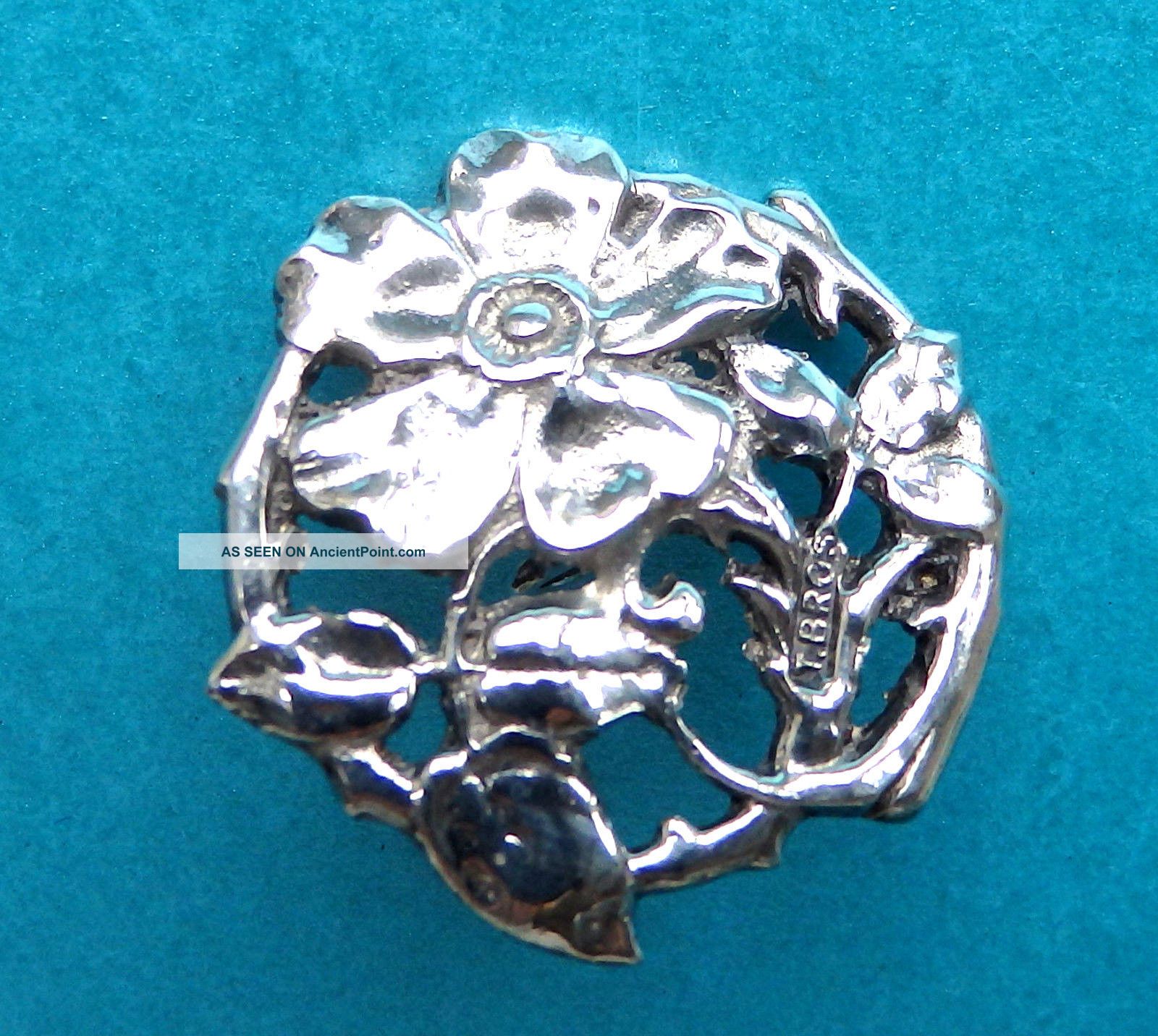 Antique Circa 1900,  English Sterling Silver Button,  Wld Rose By T.  Brothers. Buttons photo