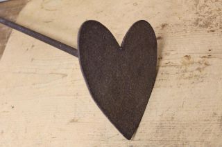 Rare 18th C Pennsylvania Wrought Iron Heart Shaped Fireplace Peel In Old Surface photo