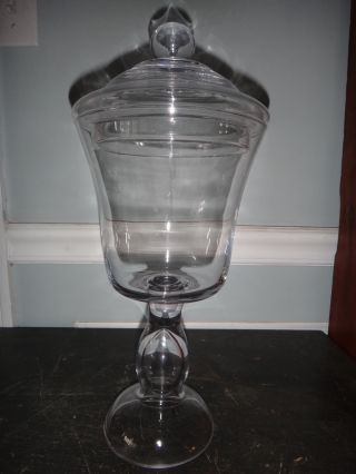 Antique Mouth Blown Glass Apothecary Jar 15” Candy Drug Store Display Clear photo