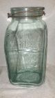 Antique Thick Green Aquamarine Glass Octagon Apothecary Candy Drug Store Jar Bottles & Jars photo 4