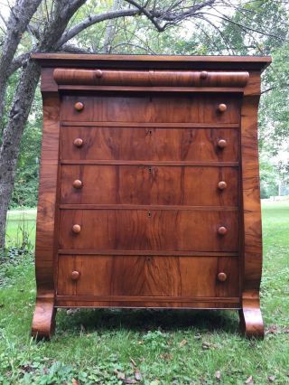 Antique Flame Mahogany Dresser Chest Of Drawers Federal Empire Louisville Wood photo