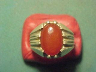 Near Eastern Hand Crafted Solid Silver Ring Carnelian Stone 1700 - 1900 photo