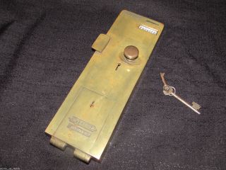 Antique Brass ' Penny ' Slot Toilet Door Large Lock Willen No.  1098 Dating C1900 photo