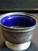 James Dixon Sons Sheffield Pewter Master Salt W/cobalt Blue Glass Liner Antique Metalware photo 10