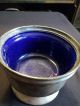 James Dixon Sons Sheffield Pewter Master Salt W/cobalt Blue Glass Liner Antique Metalware photo 1