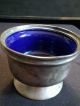 James Dixon Sons Sheffield Pewter Master Salt W/cobalt Blue Glass Liner Antique Metalware photo 2