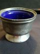 James Dixon Sons Sheffield Pewter Master Salt W/cobalt Blue Glass Liner Antique Metalware photo 7