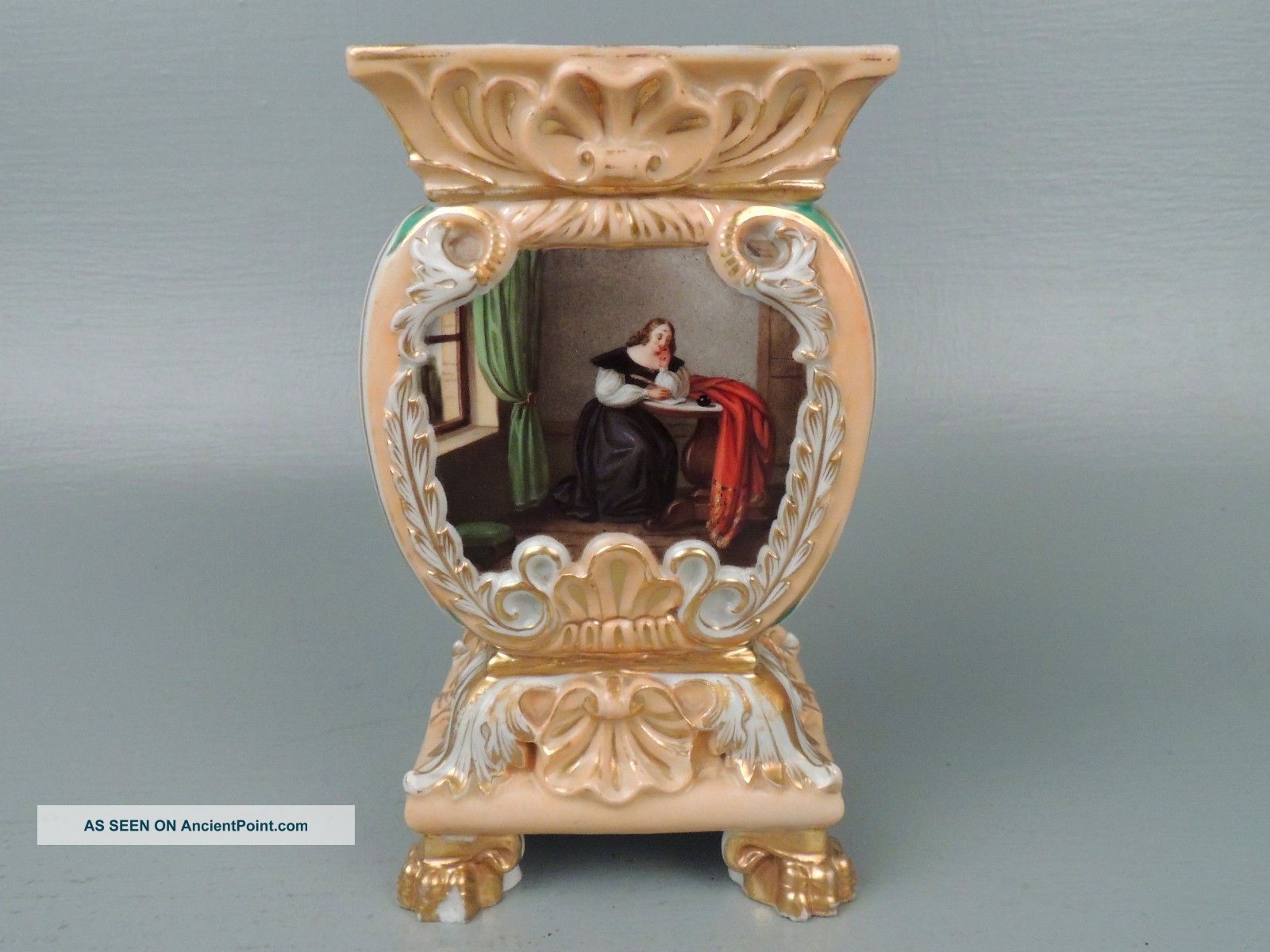 Antique Paris Porcelain Painted Vase Urn - Flowers Rococco Style Jacob Petit Pc Vases photo