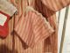 Old Fashion Primitive Christmas Dress And Bonnet Red Ticking Stained Stocking Primitives photo 1