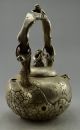 Collectible Decorated Old Handwork Tibet Silver Carved Monkey Climb Tree Tea Pot Other Chinese Antiques photo 1