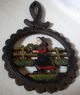 Vintage Pair Cast Iron Amish Boy & Girl Handpainted Decorative Trivets Footed Trivets photo 5