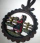 Vintage Pair Cast Iron Amish Boy & Girl Handpainted Decorative Trivets Footed Trivets photo 6