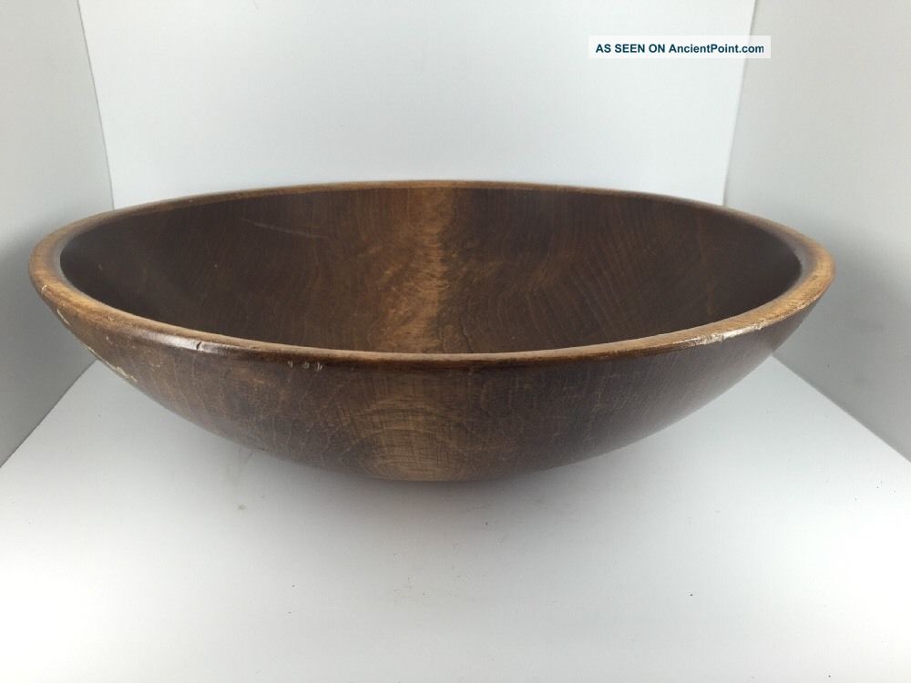 Large Antique Primitive Dough Bowl 13 1/2 