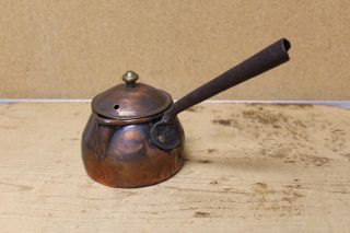18th C Dovetailed Copper Hearth Cooking Pot With Iron Handle Prefect photo