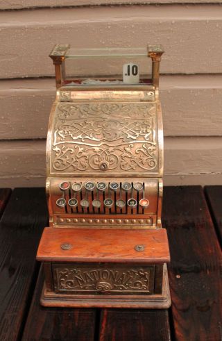 Antique Candy Store Barber Shop Brass National Cash Register Model 250 Ohio photo