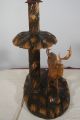 Antique Vtg Folk Art Rhon Sepp Carved Wood Elk Deer Germany Lamp Black Forest Carved Figures photo 2