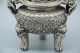 Chinese Old Silver Dragon Beast Pi Xiu Lion Head Statue Incense Burner Ceaser Other Chinese Antiques photo 2