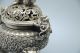 Chinese Old Silver Dragon Beast Pi Xiu Lion Head Statue Incense Burner Ceaser Other Chinese Antiques photo 3