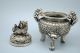 Chinese Old Silver Dragon Beast Pi Xiu Lion Head Statue Incense Burner Ceaser Other Chinese Antiques photo 5