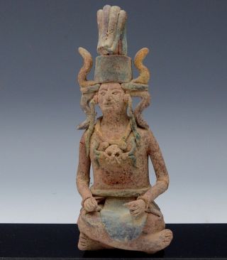 Very Old Early Pre Columbian Pottery God Chief Medicine Man Figure Mayan Aztec photo