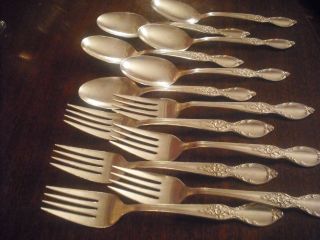 Wm Rogers And Son Victorian Rose Choice 6 Salad Forks Or Teaspoons photo