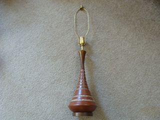 Mid Century Modern Eames Space Danish Modern Table Lamp Vintage Brown Ceramic photo