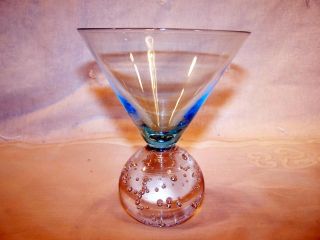 Blue Crystal Scandinavian Martini Cocktail Glass Clear Bubble Ball Base 5 