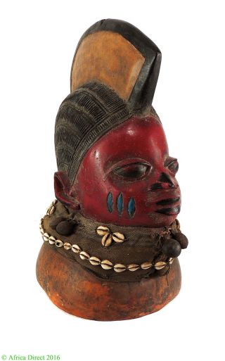 Yoruba Gelede Mask Red Cowry Shells Nigeria African Art photo
