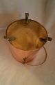 Antique/vintage Ash Bucket Kettle,  Lid Yellow / Red Copper Claws 12 Inches Metalware photo 6