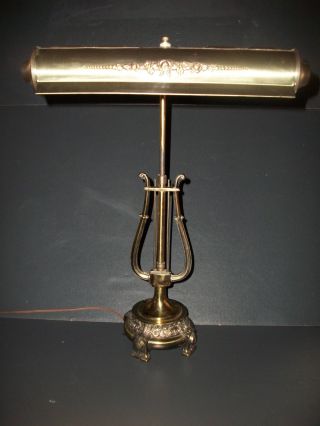Vintage Art Deco Adjustable,  Swivel And Rotate Harp Lyre Piano Lamp photo