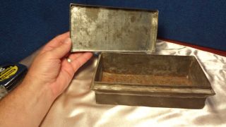 Primitive Antique Tin Lidded Box Document Box Great Old Patina photo