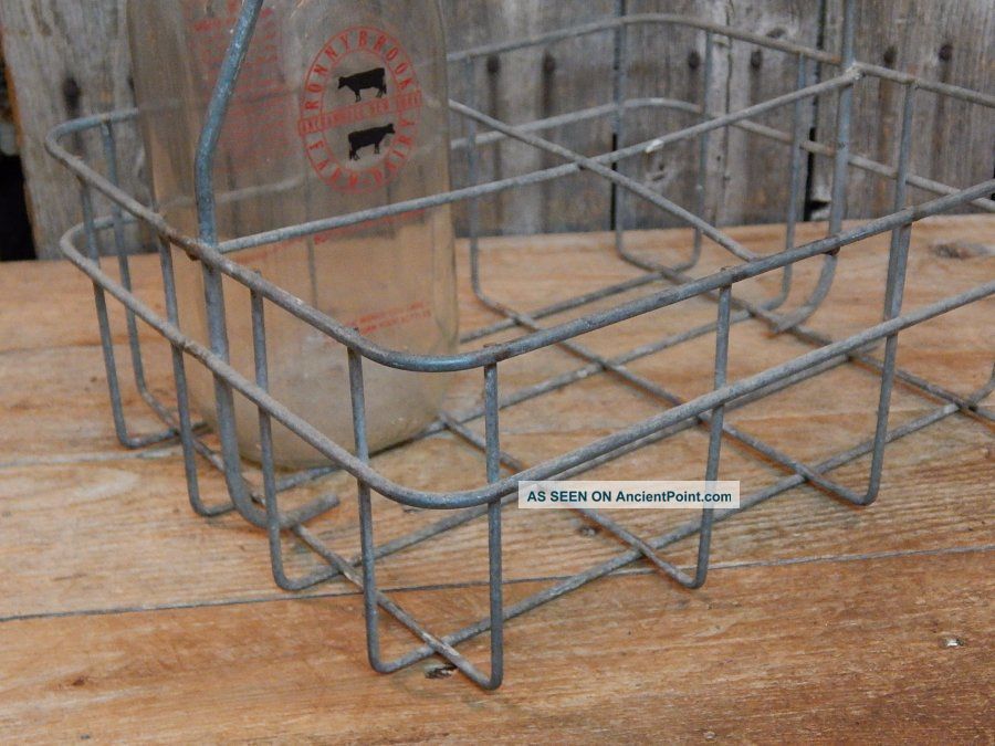 Antique Primitive Vintage Motor Oil 4 Milk Bottle Carrier Wire Antique Primitive Vintage Motor Oil 4