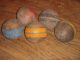 Antique Croquet Balls Ribbed Wood Pre Ww 2 Primitives photo 2
