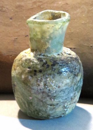 Ancient Roman Bottle Flask Patina Glass 2th Century photo