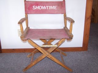 Vintage Old Folding Wood Directors Chair With Cloth (showtime) photo
