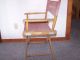 Vintage Old Folding Wood Directors Chair With Cloth (showtime) Post-1950 photo 1