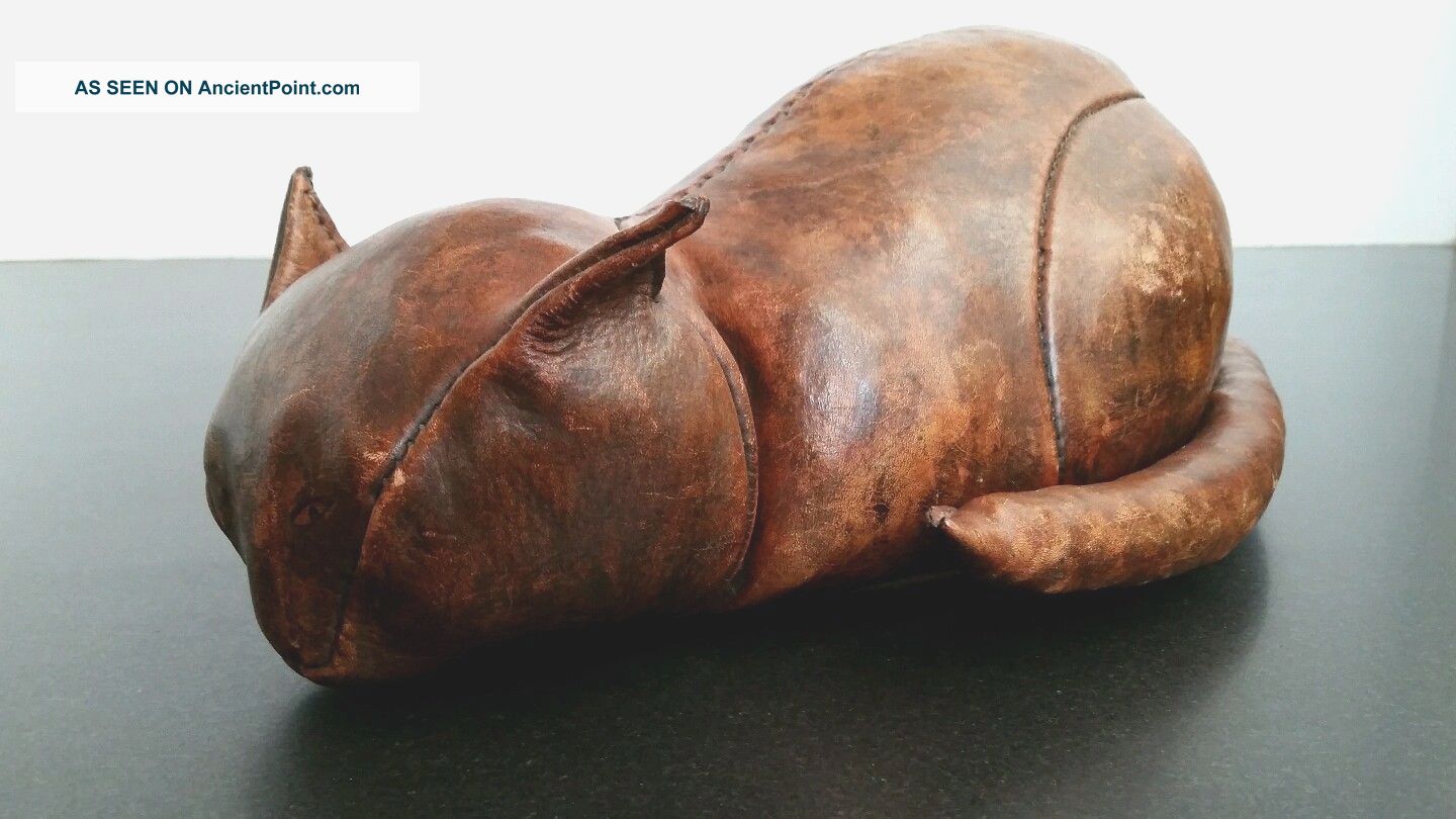 Rare Antique Leather Abercrombie Dimitri Omersa Cat: Made In England Mid-Century Modernism photo