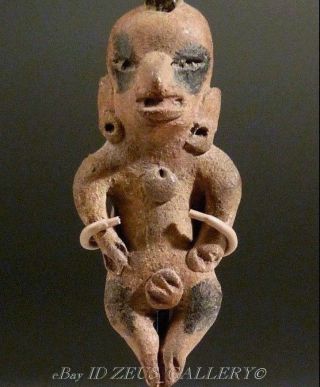 Pre Columbian Veracruz Pottery Infant Figure Painted Rare Mayan Classic Period photo