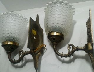 Antique Vtg Ornate Victorian Brass Wall Sconce Light Fixture photo