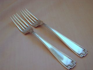 2 Old Gorham Sterling Silver Etruscan Dinner Forks,  Cond,  Ca 1913 photo