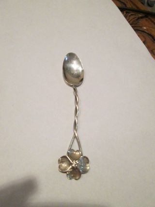 Antique Handmade Sterling Silver Dogwood Demitasse Spoon 4 1/4 