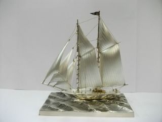Huge Sailboat Of Silver960 Of Japan.  2masts.  270g/ 9.  51oz.  Takehiko ' S Work. photo